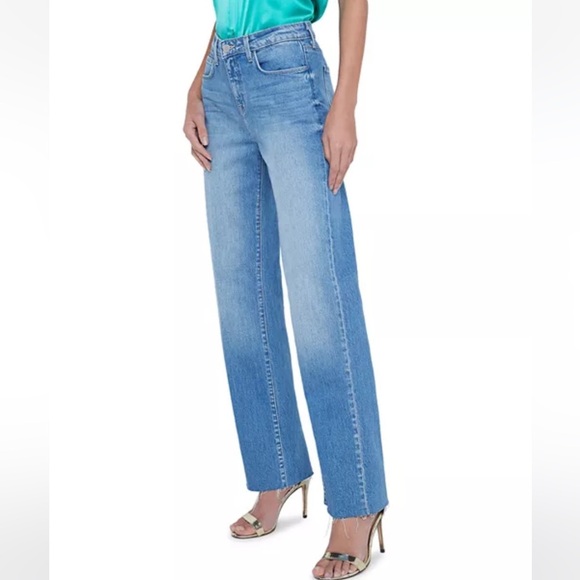 New L’Agence Tiana High Rise Wide Leg Jeans Seneca Raw Hem Blue Sz 29 - Picture 13 of 13